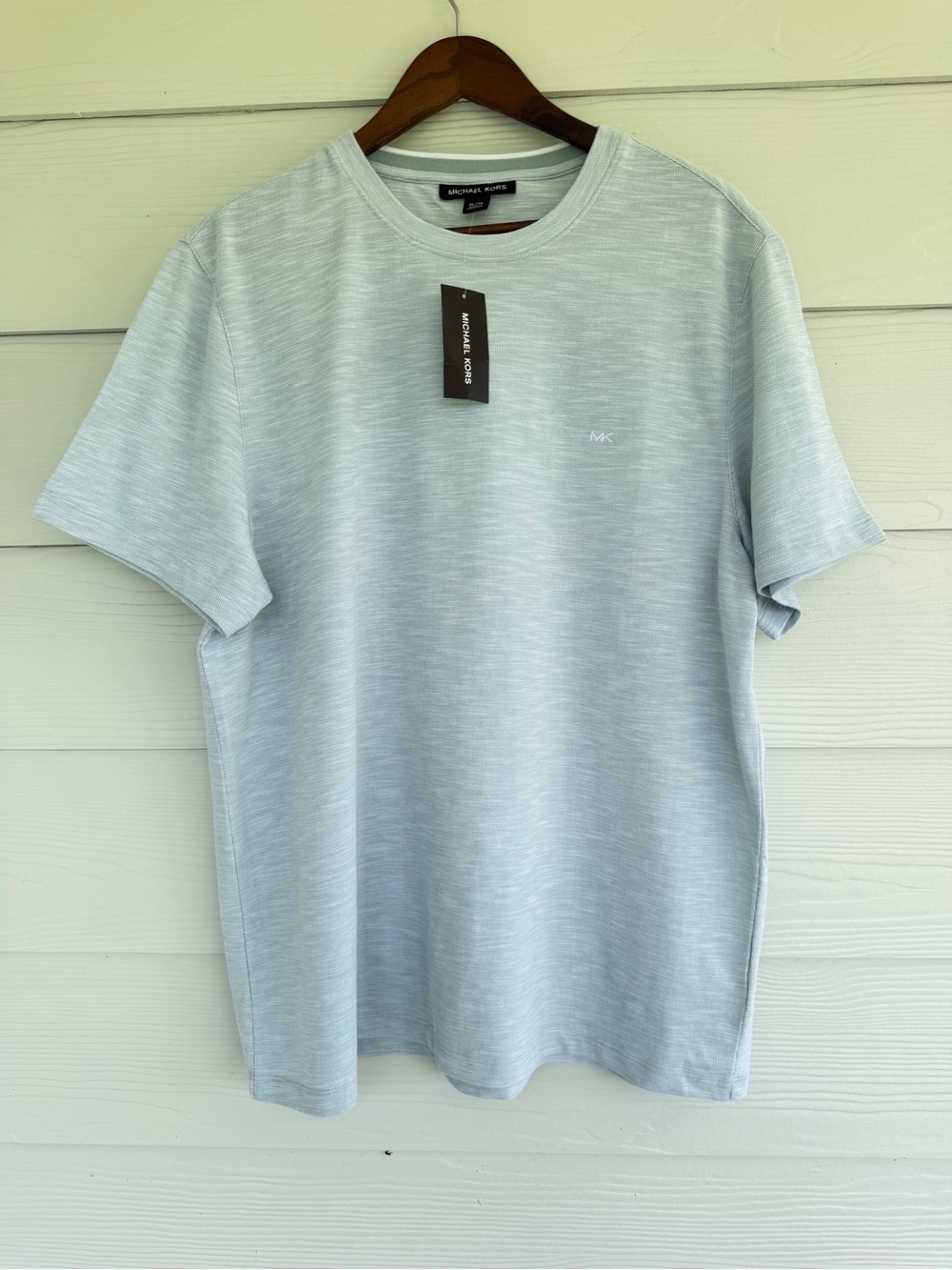 Michael Kors Men’s Textured Crewneck T-Shirt XL Pale Sage Cotton NWT $79.50